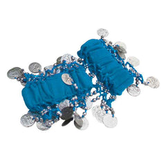 Krypmax Indian Dance Wear, Belly Dance Accessories Silver Coins Dancing Hand Bracelets (1 Pair) for Adult | Stage Performance Wear
