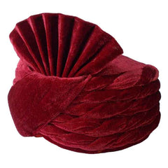 KRYPMAX Mens Solid Velvet Traditional Ethnic Safa/Turban/Pagdi/Pagri for Barati/Gharati, Maroon (Size: 22 to 22.5 Inch)