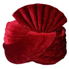 KRYPMAX Mens Solid Velvet Traditional Ethnic Safa/Turban/Pagdi/Pagri for Barati/Gharati, Maroon (Size: 22 to 22.5 Inch)