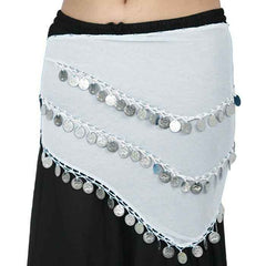 Krypmax Belly Dance Hip Scarf Waist Belt with 105 Silver Coins for Women and Girls, Triangle Shape